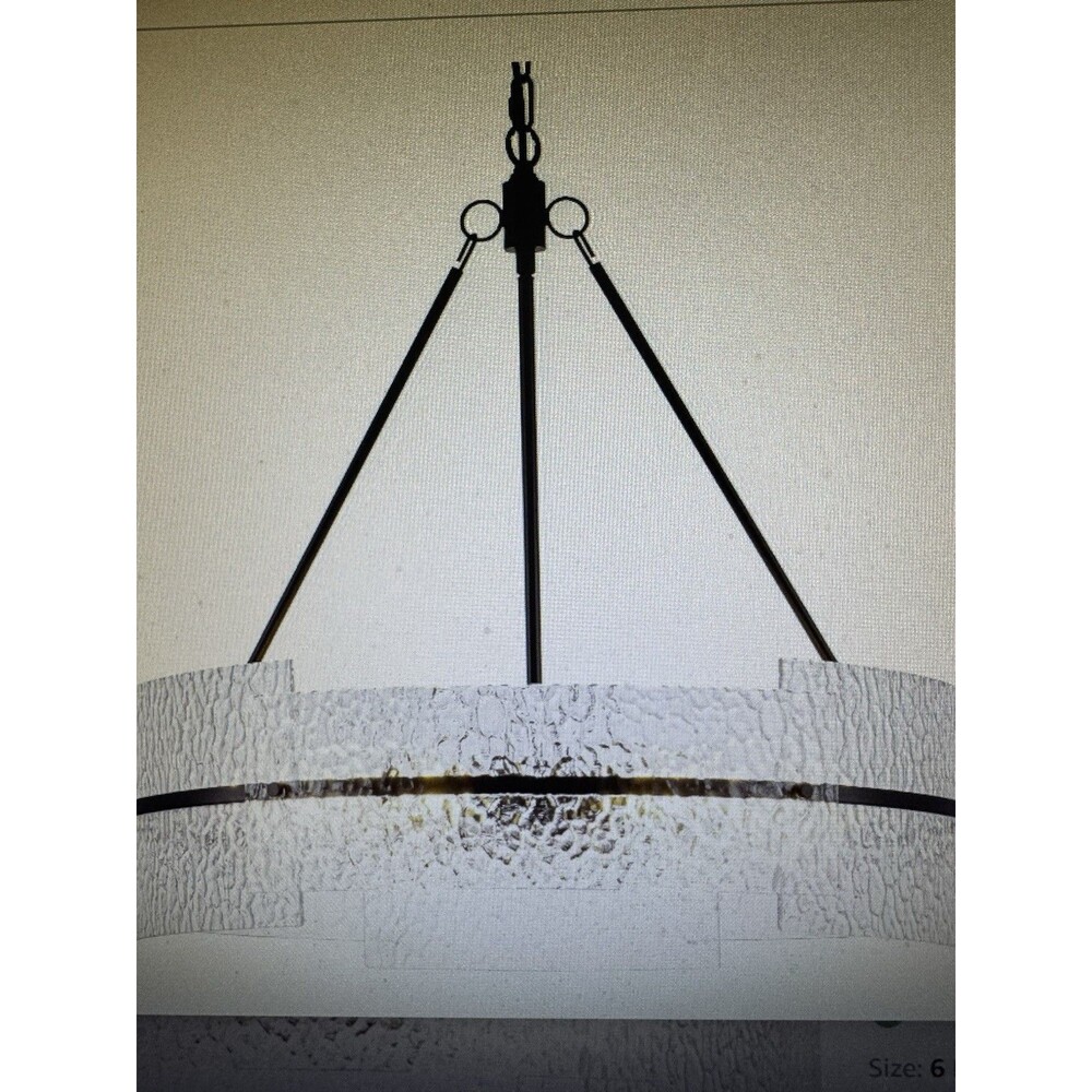Modern 22.2” Black Glass Chandelier - Luxury Drum Light Fixture